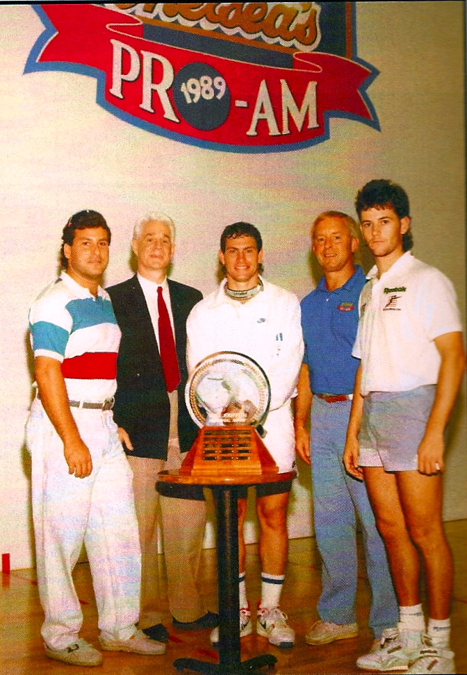 From L to R: Mike Yellen, Jack Scott (tournament supporter), Marty Hogan, Dean Wallace (tournament director) and Cliff Swain.